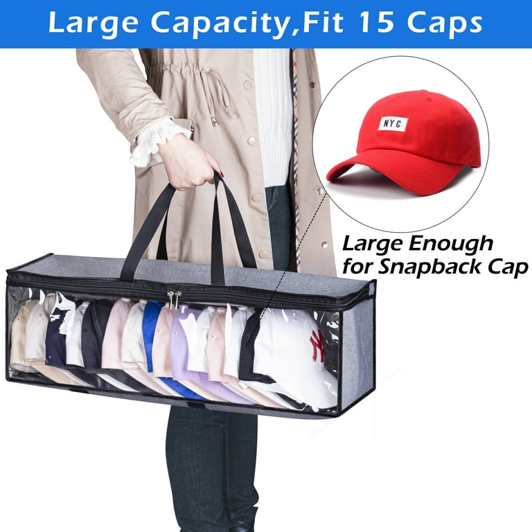 MISSLO 2PCS Hat Storage Bag Baseball Cap Organizer with Handles Zippered Travel Case Gray Walmart