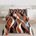 thumbnail image 2 of Manfei Modern Geometric Bedding Comforter Set, Orange Stripes Twin Comforter Sets, Minimalst Minimalism Reversible Bedding Set, Super Cozy Room Decor, 2-Piece, 2 of 8