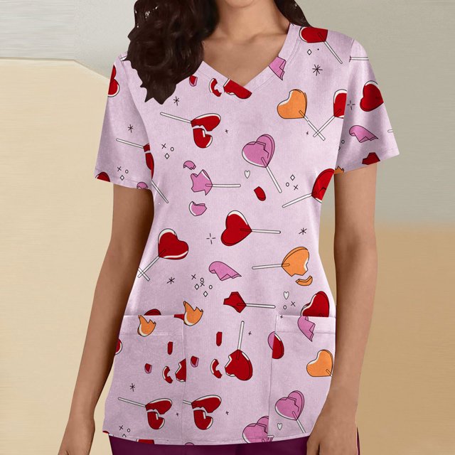 LSLJS Mode Femme Uni Col en V T-Shirt à Manches Courtes Imprimé Blouse Ample Hauts, Sarraus pour Femmes Grande Taille