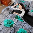 thumbnail image 4 of Castle Fairy Teal Rose Bedding Comforter Set,Romantic Flower Butterflies Full Bedding Set, 4 of 8