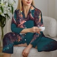 thumbnail image 6 of Pofeuu Abstract Botanical Heart Print Womens Pajamas Set Long Sleeve Sleepwear Button Down Nightwear Soft Pj Lounge Sets Button Down Pajamas Women-XX-Large, 6 of 7