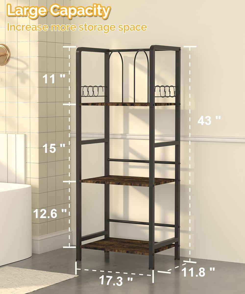 Free Standing Towel Racks for Bathroom with U-Shaped Detachable Dividers, 3-Tier Floor Towels Holder Stand with Shelf & 8 S-Hooks, Metal Pool Towel Storage Organizer for Home, Poolside, Black