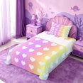 thumbnail image 5 of meiyoeat Rainbow Heart Print Twin Sheets,Cute Love Pattern Bedding For Girl,3-Piece,1 Fitted Sheet and 1 Pillowcase, 5 of 6