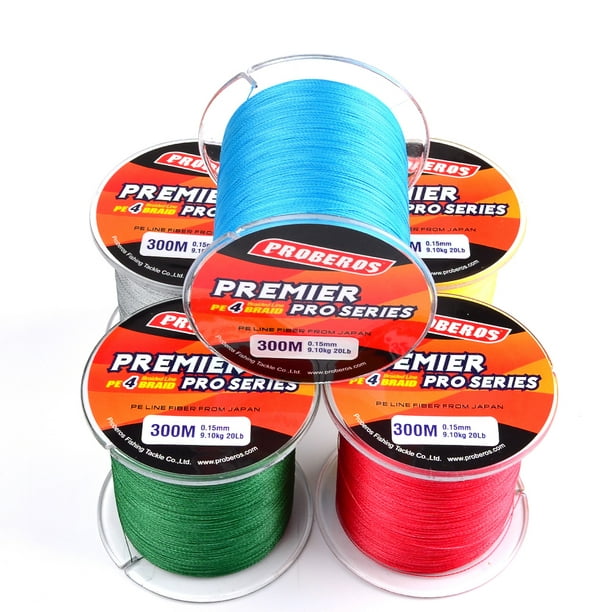 300M/328yards 4 Stands Braided Fishing Line 10LB Super Strong PE Fishing  Line Color:Yellow Size:0.8/10LB 