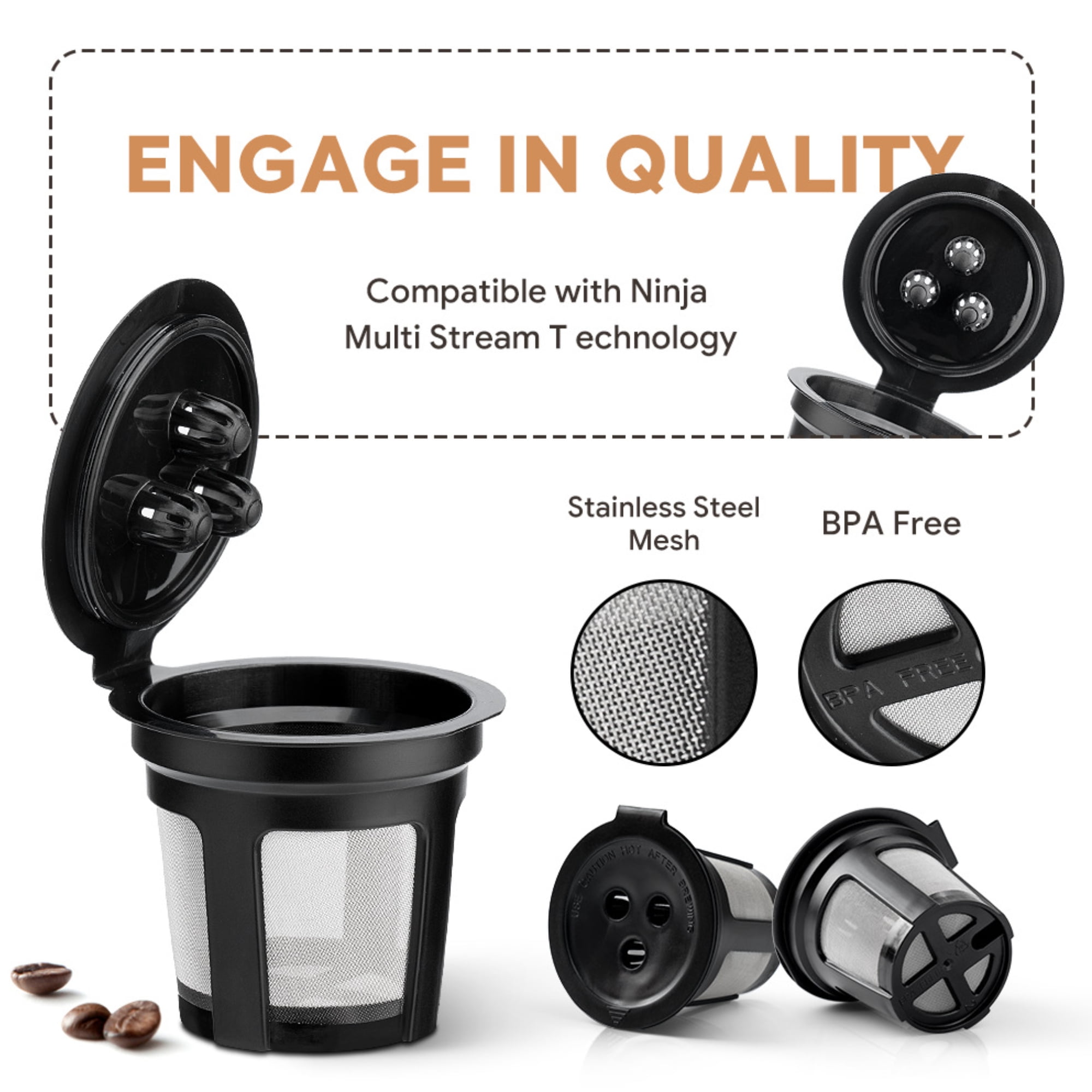 K Cup Ninja Coffee Filter Size NINJA Pods And Grounds 3-Cup Black Specialty  Single-Serve