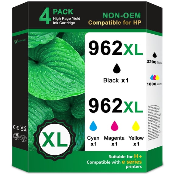 962XL Ink Cartridges Combo Pack 4 Pack Compatible for HP962XL Ink Cartridge 962 XL for Officejet Pro 9015e 9010 9012 9015 9020 Printers