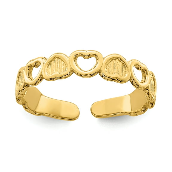 Primal Gold 14 Karat Yellow Gold Adjustable Heart Toe Ring
