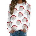 thumbnail image 1 of Bmisegm T-Shirt à Manches Longues pour Femmes, Col Rond, Imprimé, Blanc TG, 1 of 5