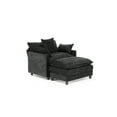 thumbnail image 3 of Muumblus Oversized Accent Chair with Ottoman, Chenille Reading Armchair for Living Room, Bedroom, Black, 3 of 6