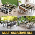 thumbnail image 5 of Yellow Black Stripes Table Cloths for 4 Foot Rectangle Tables, Modern Grey Ombre Abstract Striped Patio Waterproof Elastic Fitted Tablecloths, Washable Rectangular Table Cover for Camping, 5 of 8