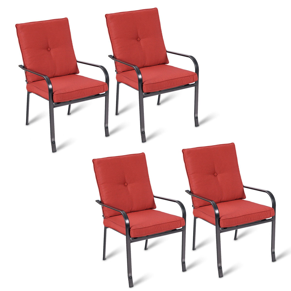 Costway Set of 4 Patio Garden Chairs Steel Frame Outdoor Furniture