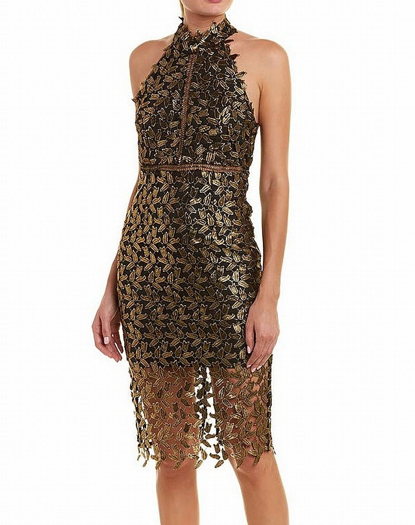 bardot lace illusion sheath dress