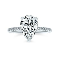 Bling Jewelry Womens Pear Shape Solitaire AAA CZ Halo Engagement Ring 14K Gold Plated Sterling Silver