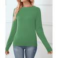 thumbnail image 6 of QUALFORT Women’s 100% Cotton Crew Neck Long Sleeve Pullover Sweater – Soft Lightweight Knit Top, 6 of 6