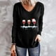 thumbnail image 2 of Tops Para Mujer Elegante Blusa Casual Camisas de Manga Larga Otoño Con Cuello en V Primavera Navidad Impreso Tees Camisa Odeerbi  ODB170670, 2 of 5