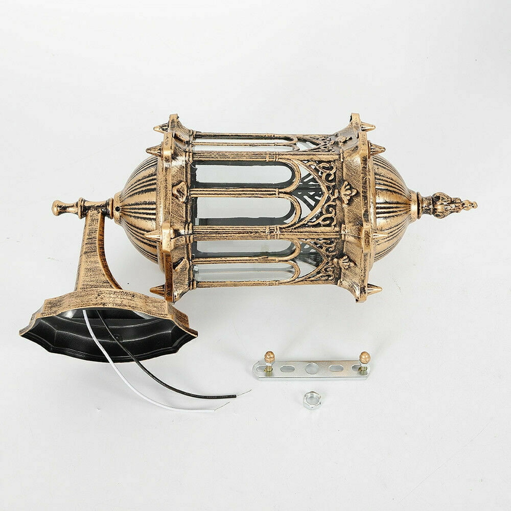 Wall Lights GDAE10 Aluminum Lamp Retro Pavilion Palace Outdoor Sconces Antique Lighting Fixture for Home Patio Garden Vintage 3W Without Plug/E27 Bulb DIY Antique Brass Lantern Shape Yellow Bronze