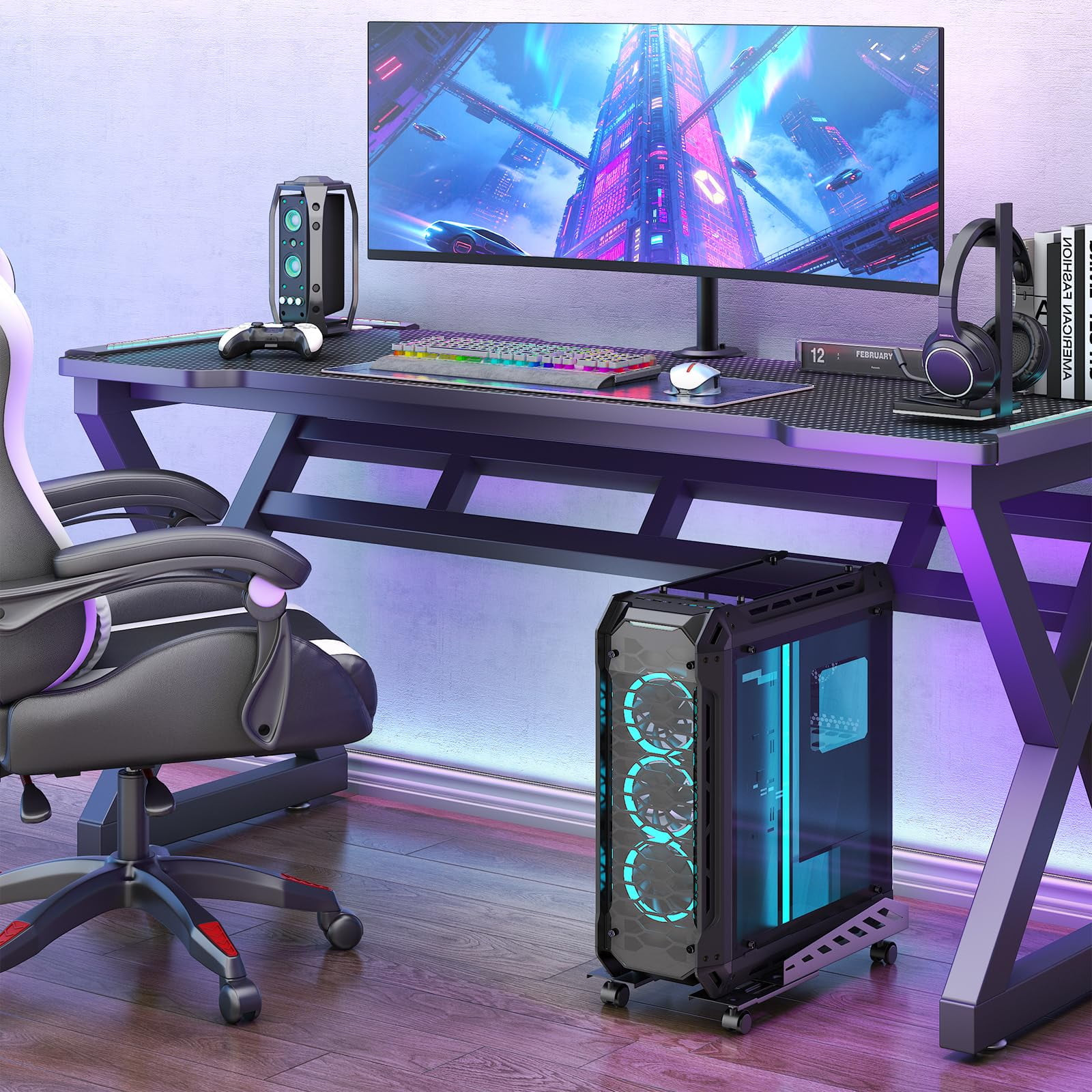 PUTORSEN Computer Tower Stand - Under Desk PC Stand for Floor with Rolling Caster Wheels