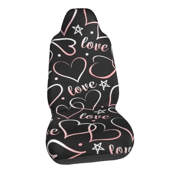 Pink Heart Love Theme Car Seat Covers Stretch Car Seat Protectors Universal Fit