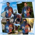 thumbnail image 5 of SEANATIVE Men's Outdoor Fishing Hoodie Sun Protection with Face Cover, Lightweight Portable Sun Block Top UV Protection Hooded Pullover for Travel Fishing, M, Tiger Pattern Blue Orange, 5 of 7