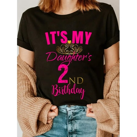 100% Cotton Cute It's My Daughter's 2nd Birthday Shirt Party Outfit Gift T-Shirt