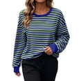 thumbnail image 3 of Horkkom Sweatshirt for Women Crewneck Striped Print Pullover Sweatshirts Casual Loose Comfy Sweat Shirts L, 3 of 9