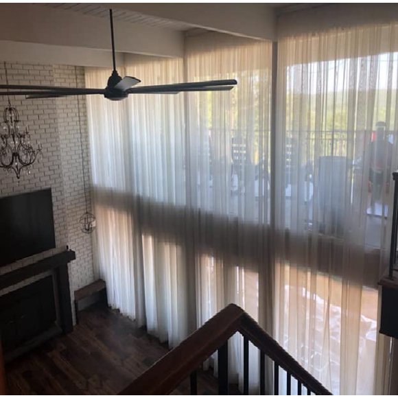Panneau de Rideau en Voile Transparent Extra Long sur Mesure pour Plafond Haut 2 Étages. Échantillons Gratuits (10 Pieds, Beige)