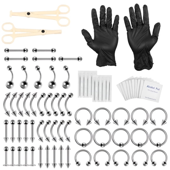 DESIGNICE 79Pcs Piercing Kit with 316L Stainless Steel Body Septum Piercing Kit for Graduation Christmas Thanksgiving Valentine's Day