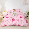 thumbnail image 3 of Manfei Bow Tie Ribbon Duvet Cover Twin,Kawaii Cartoon Bowknot Bedding Sets Twin Size,Cute Pink Bowtie Bed Set For Girl,Super Cozy Room Decor Reversible（No Comforter）,2 Pieces, 3 of 6