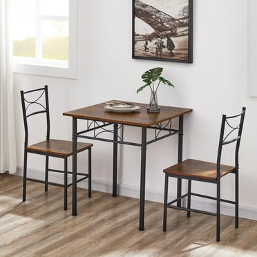 Zimtown 3 Piece Dining Set Compact 2 Chairs and Table Set with Metal ...