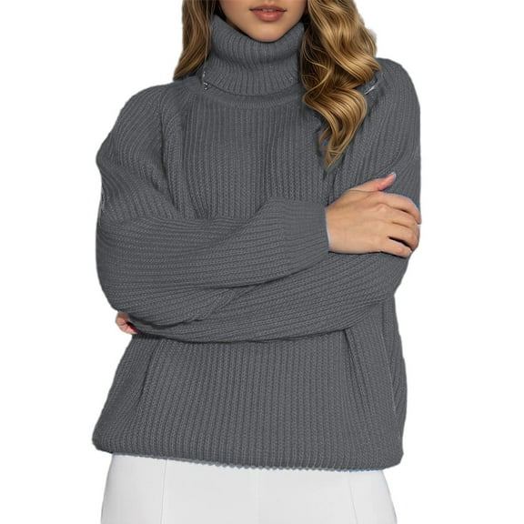 Fall Sweaters for Women Winter Clothing for Women Ribbed Turtleneck Pullover Sweater Soft Casual Comfortable Knit Top for Everyday Wear and Versatile Outfits