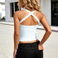 thumbnail image 4 of FRSASU Women's Sleeveless Tank Top Hot Girls Open Back Slim Fit Halter Neck Backless Crop Tops White, 4 of 5