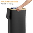 thumbnail image 6 of PLUMEBAY 110L Laundry Hamper with Lid, Large Foldable Clothes Basket with Bamboo Handles, Tall Fabric Hamper for Bedroom, Bathroom, Dorm, Black, 6 of 7