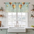 thumbnail image 2 of Retro Hot Air Balloon Tier Curtains, Modern Flying Balloon Light Filtering Kitchen Curtains, 2Pcs Rod Pocket Half Window Treatments Panels for Sink Cafe Cabinet Camper 27.5x36 Inches, 2 of 9