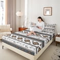 thumbnail image 4 of Homewish Vintage Boho Aztec Bed Sheets for Female, Grey Orange Stripes Triangle King Sheets, Southwestern Theme Sheet Set, Ultra Soft Bedroom Decor, 4 Pieces, 4 of 7