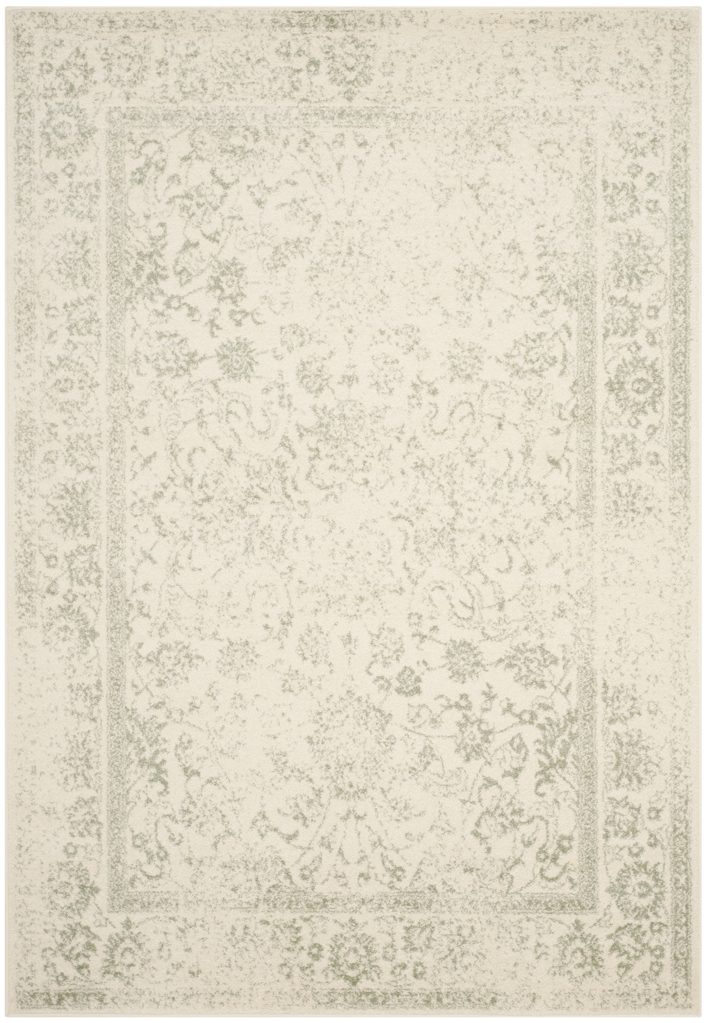 Safavieh Adirondack Wyatt Traditional Distressed Area Rug, Ivory/Sage, 6' x 8'