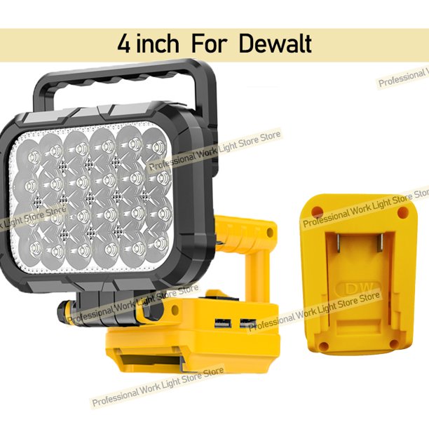 Piezas de Herramienta Eléctrica de 4" para de*walt Batería de 20V Luces de Trabajo LED Lámpara Exterior Linterna de Mano Foco USB Charger