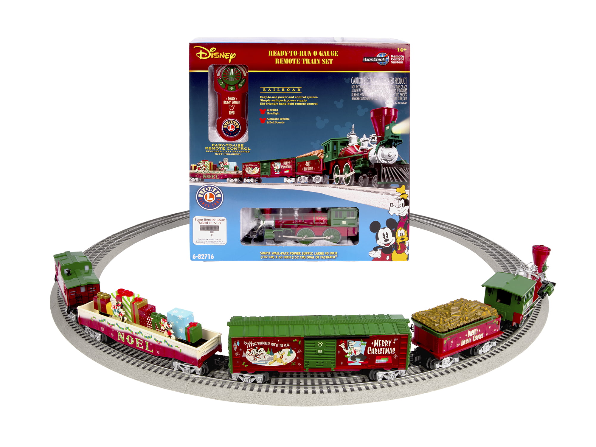 Lionel Mickeys Holiday to Remember Train Set and O-Gauge Straight Track 4-Pack