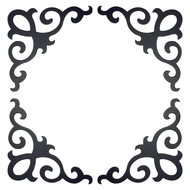 Uxcell 4Pcs Calcomanías de espejo autoadhesivas para pared para el hogar, Negro (20x20cm)
