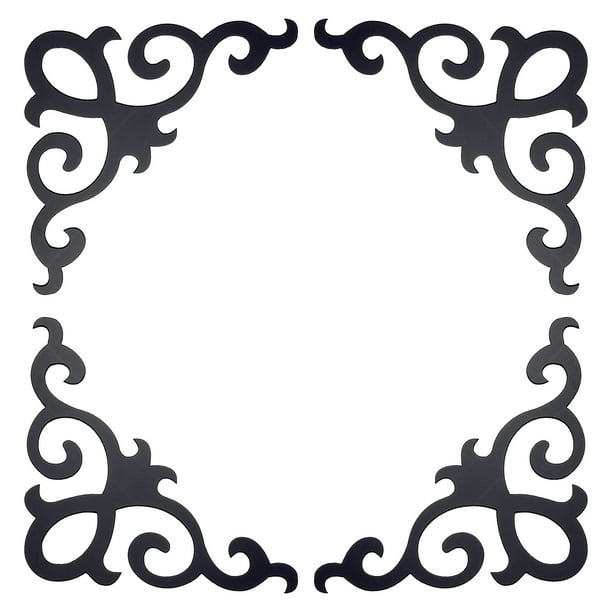 Uxcell 4Pcs Calcomanías de espejo autoadhesivas para pared para el hogar, Negro (20x20cm)