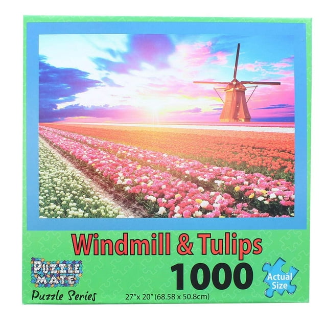 Rompecabezas Wisconsin Toy Co. Molino de viento y tulipanes, 1000 piezas