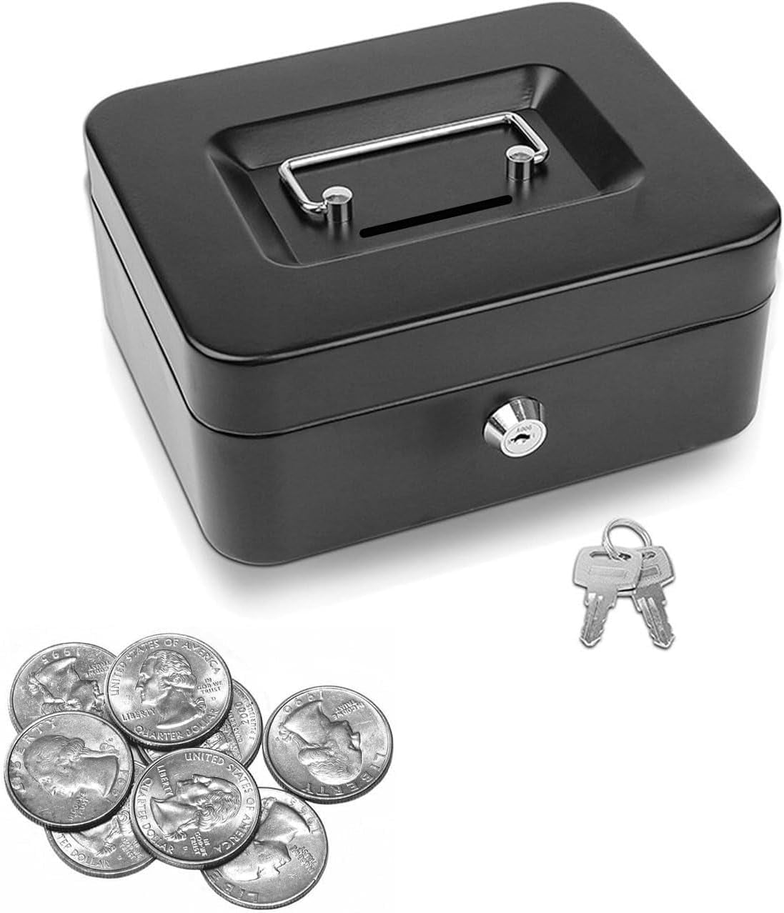 Honeywell Standard Security Steel Cash Box, Money Box with Key