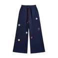 thumbnail image 6 of UACY Girls Floral Print Sweatpants Fall Casual Cute Soft Fleece Wide Leg Joggers Teen Fashion Baggy Straight Track Pants, 6 of 8