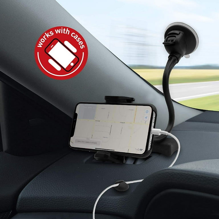 Macally Windshield Phone Mount for Car Magnetic - Suction Cup Window Mount  Phone Holder with 12 Long Gooseneck Arm & Super Strong Magnet Mount for