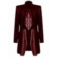 thumbnail image 3 of Women'S Solid Long Sleeve Velvet Jacket Open Front Cardigan Coat with Pockets Outerwear Wine Red L, 3 of 6