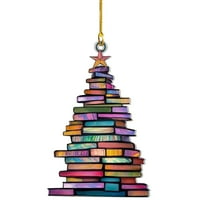 Christmas Tree Pendant Christmas Book Tree Suncatcher Ornament Car Pendant Christmas Acrylic Decoration Holiday