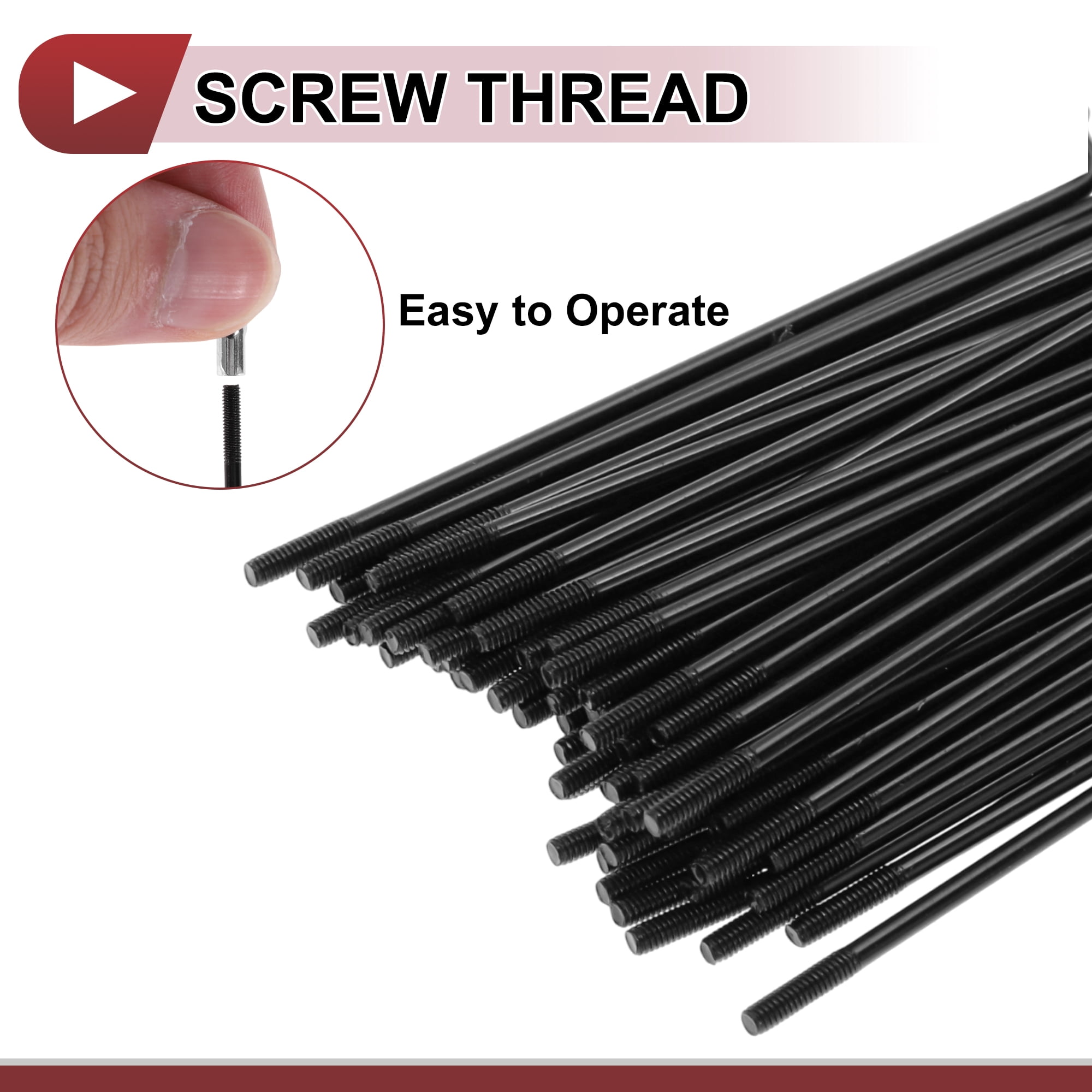 Unique Bargains 72Pcs 14G Bicycle Spokes Bike Wheel Spokes Carbon Steel Black 5.51"