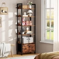 thumbnail image 5 of Satifur 6 Tier Rustic Brown Freestanding Bookcase, Large Capacity Organizer with Removable Drawers, Easy Clean for Kitchen, Balcony, 5 of 9
