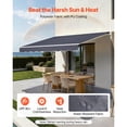thumbnail image 3 of KFFKFF Manual Retractable Awning, 13.1' x 9.8' Outdoor Sun Shade, Water-Resistant Polyester Canopy with Crank Handle for Patio, Deck, Balcony, or Yard, Gray, 3 of 9