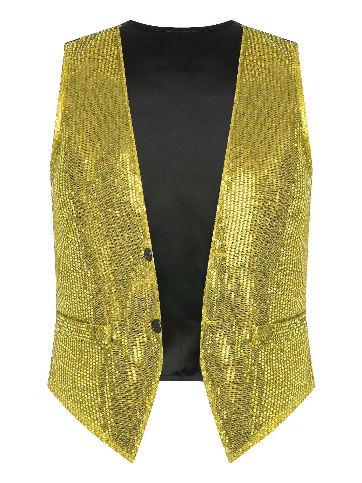 iiniim Men's Shiny Sequin Vest Suit Deep V-Neck Disco Party Dress ...