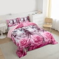 thumbnail image 3 of Castle Fairy Tiger Wildlife 3 Pieces Queen Comforter Set for Female Men Women,Pink Rose Flower Ultra Soft Bedding Sets,Woodland Animal Bedding Comforter Set Breathable,Ultra Soft Home Decor, 3 of 8